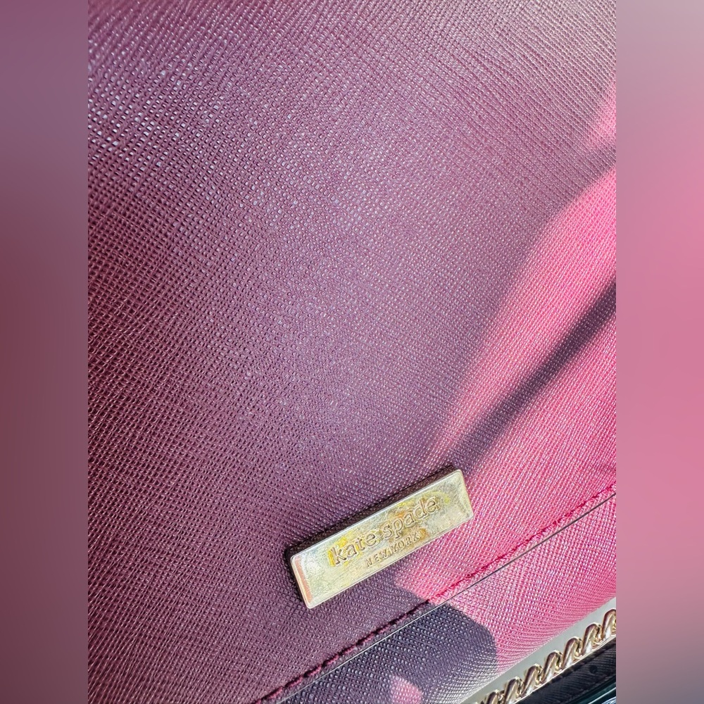 Kate Spade| Burgundy Crossbody Bag with Chain - Picture 9 of 12